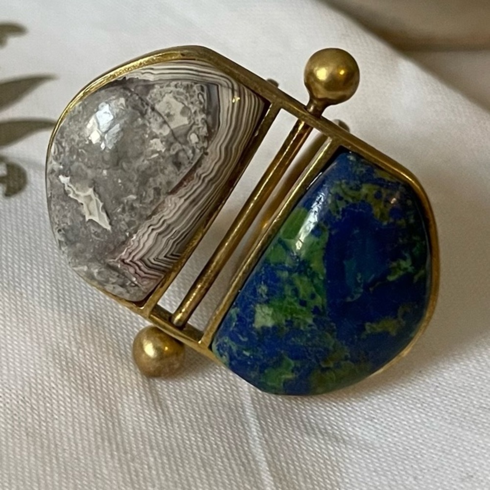 A Peace Treaty Double Mani Handmade Ring. Size 6.
